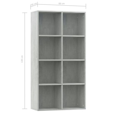 vidaXL Ραφιέρα/Βιβλιοθήκη Γκρι Σκυροδέματος 66x30x130cm Επεξ. Ξύλο 1 τεμ.