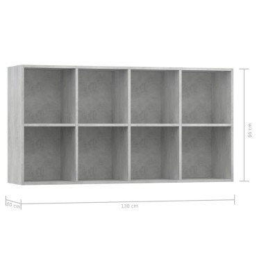 vidaXL Ραφιέρα/Βιβλιοθήκη Γκρι Σκυροδέματος 66x30x130cm Επεξ. Ξύλο 1 τεμ.