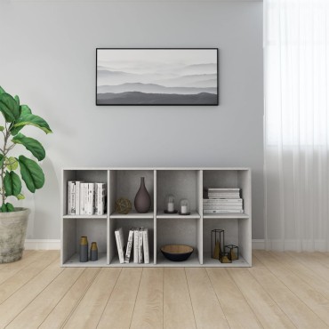 vidaXL Ραφιέρα/Βιβλιοθήκη Γκρι Σκυροδέματος 66x30x130cm Επεξ. Ξύλο 1 τεμ.