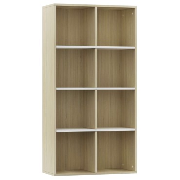 vidaXL Ραφιέρα/Βιβλιοθήκη Λευκή/Sonoma 66x30x130cm από Μοριοσανίδα 1 τεμ.