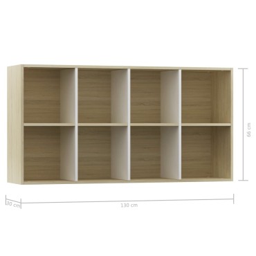 vidaXL Ραφιέρα/Βιβλιοθήκη Λευκή/Sonoma 66x30x130cm από Μοριοσανίδα 1 τεμ.