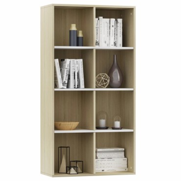 vidaXL Ραφιέρα/Βιβλιοθήκη Λευκή/Sonoma 66x30x130cm από Μοριοσανίδα 1 τεμ.