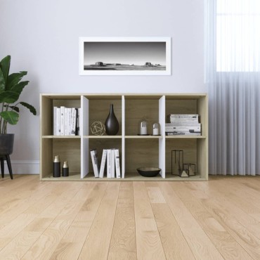 vidaXL Ραφιέρα/Βιβλιοθήκη Λευκή/Sonoma 66x30x130cm από Μοριοσανίδα 1 τεμ.