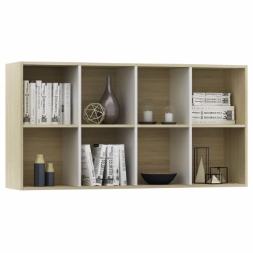 vidaXL Ραφιέρα/Βιβλιοθήκη Λευκή/Sonoma 66x30x130cm από Μοριοσανίδα 1 τεμ.