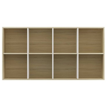 vidaXL Ραφιέρα/Βιβλιοθήκη Λευκή/Sonoma 66x30x130cm από Μοριοσανίδα 1 τεμ.