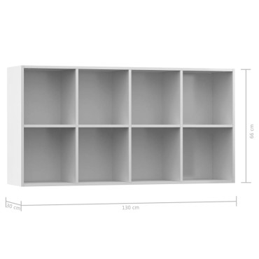 vidaXL Ραφιέρα/Βιβλιοθήκη Γυαλιστερό Λευκό 66x30x130cm Επεξ. Ξύλο 1 τεμ.