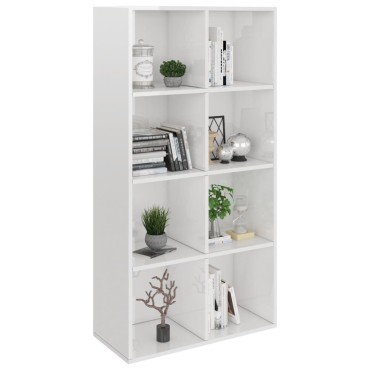 vidaXL Ραφιέρα/Βιβλιοθήκη Γυαλιστερό Λευκό 66x30x130cm Επεξ. Ξύλο 1 τεμ.