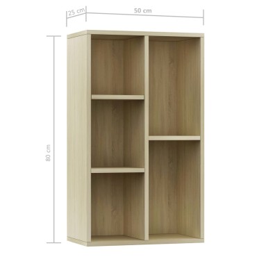 vidaXL Ραφιέρα / Βιβλιοθήκη Sonoma Δρυς 50x25x80cm από Επεξ. Ξύλο 1 τεμ.