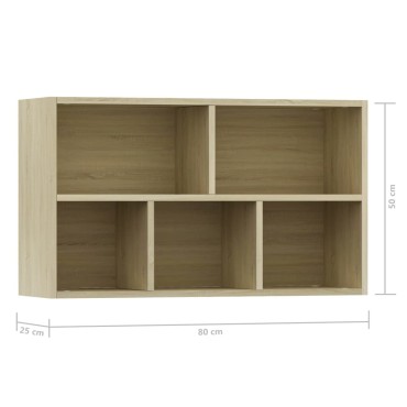 vidaXL Ραφιέρα / Βιβλιοθήκη Sonoma Δρυς 50x25x80cm από Επεξ. Ξύλο 1 τεμ.