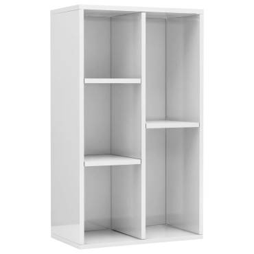 vidaXL Ραφιέρα / Βιβλιοθήκη Γυαλιστερό Λευκό 50x25x80cm Επεξ. Ξύλο 1 τεμ.