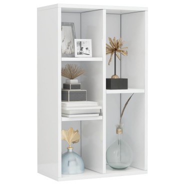 vidaXL Ραφιέρα / Βιβλιοθήκη Γυαλιστερό Λευκό 50x25x80cm Επεξ. Ξύλο 1 τεμ.
