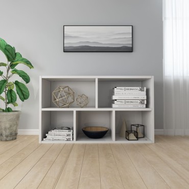 vidaXL Ραφιέρα / Βιβλιοθήκη Γυαλιστερό Λευκό 50x25x80cm Επεξ. Ξύλο 1 τεμ.