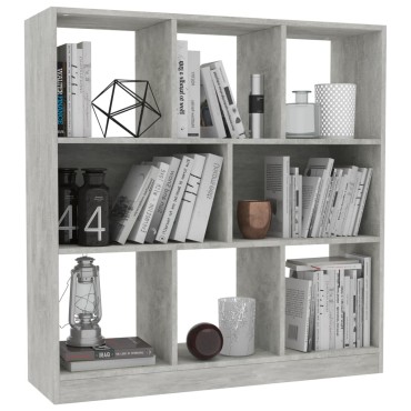 vidaXL Βιβλιοθήκη Γκρι Σκυροδέματος 97,5x29,5x100cm Επεξ. Ξύλο 1 τεμ.
