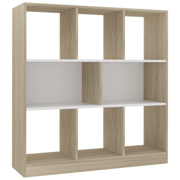 vidaXL Βιβλιοθήκη Λευκή/Sonoma Δρυς 97,5x29,5x100cm από Επεξ. Ξύλο 1 τεμ.