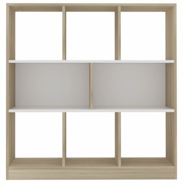 vidaXL Βιβλιοθήκη Λευκή/Sonoma Δρυς 97,5x29,5x100cm από Επεξ. Ξύλο 1 τεμ.