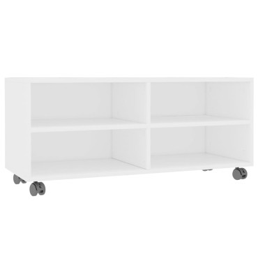 vidaXL Έπιπλο Τηλεόρασης με Ρόδες Λευκό 90x35x35cm από Επεξ. Ξύλο