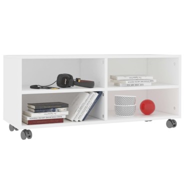 vidaXL Έπιπλο Τηλεόρασης με Ρόδες Λευκό 90x35x35cm από Επεξ. Ξύλο