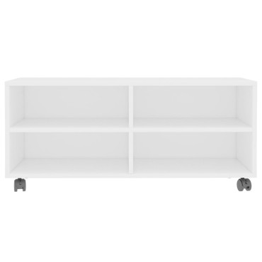 vidaXL Έπιπλο Τηλεόρασης με Ρόδες Λευκό 90x35x35cm από Επεξ. Ξύλο