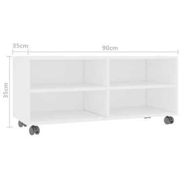 vidaXL Έπιπλο Τηλεόρασης με Ρόδες Λευκό 90x35x35cm από Επεξ. Ξύλο