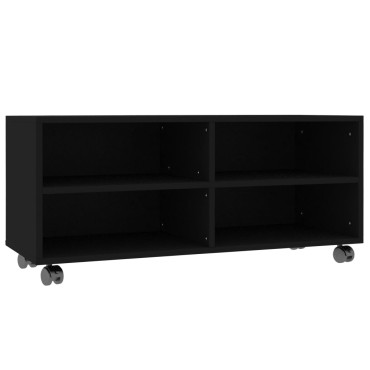 vidaXL Έπιπλο Τηλεόρασης με Ρόδες Μαύρο 90x35x35cm από Επεξ. Ξύλο