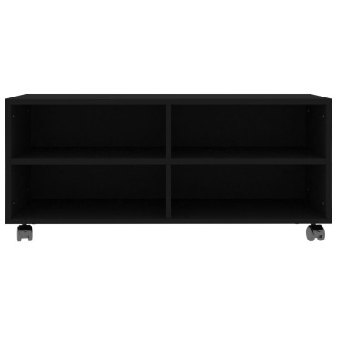 vidaXL Έπιπλο Τηλεόρασης με Ρόδες Μαύρο 90x35x35cm από Επεξ. Ξύλο