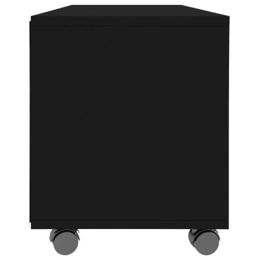 vidaXL Έπιπλο Τηλεόρασης με Ρόδες Μαύρο 90x35x35cm από Επεξ. Ξύλο