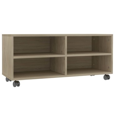 vidaXL Έπιπλο Τηλεόρασης με Ρόδες Sonoma Δρυς 90x35x35cm Επεξ. Ξύλο