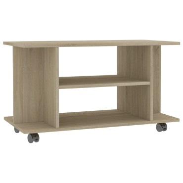 vidaXL Έπιπλο Τηλεόρασης με Ρόδες Sonoma Δρυς 80x40x45cm Επεξ. Ξύλο