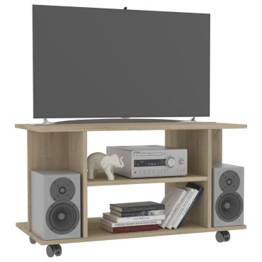 vidaXL Έπιπλο Τηλεόρασης με Ρόδες Sonoma Δρυς 80x40x45cm Επεξ. Ξύλο