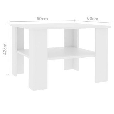 vidaXL Τραπεζάκι Σαλονιού Λευκό 60x60x42cm από Επεξ. Ξύλο 1 τεμ.