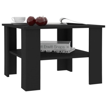 vidaXL Τραπεζάκι Σαλονιού Μαύρο 60x60x42cm από Επεξ. Ξύλο 1 τεμ.
