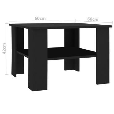 vidaXL Τραπεζάκι Σαλονιού Μαύρο 60x60x42cm από Επεξ. Ξύλο 1 τεμ.