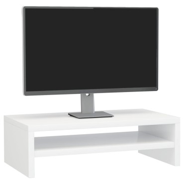 vidaXL Βάση Οθόνης Γυαλιστερό Λευκό 42x24x13cm από Επεξ. Ξύλο