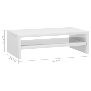 vidaXL Βάση Οθόνης Γυαλιστερό Λευκό 42x24x13cm από Επεξ. Ξύλο