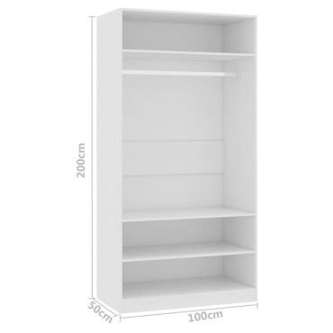 vidaXL Ντουλάπα Λευκή 100x50x200cm από Επεξ. Ξύλο 1 τεμ.
