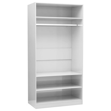 vidaXL Ντουλάπα Γυαλιστερό Λευκό 100x50x200cm από Επεξ. Ξύλο 1 τεμ.