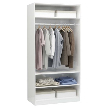 vidaXL Ντουλάπα Γυαλιστερό Λευκό 100x50x200cm από Επεξ. Ξύλο 1 τεμ.
