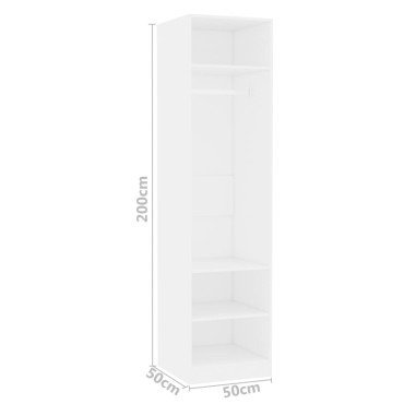 vidaXL Ντουλάπα Λευκή 50x50x200cm από Επεξ. Ξύλο 1 τεμ.