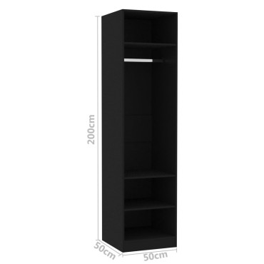 vidaXL Ντουλάπα Μαύρη 50x50x200cm από Επεξ. Ξύλο 1 τεμ.