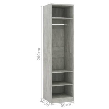 vidaXL Ντουλάπα Γκρι του Σκυροδέματος 50x50x200cm Επεξ. Ξύλο 1 τεμ.