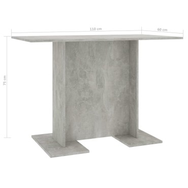 vidaXL Τραπεζαρία Γκρι του Σκυροδέματος 110x60x75cm από Επεξ. Ξύλο 1 τεμ.