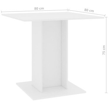 vidaXL Τραπεζαρία Λευκή 80x80x75cm από Επεξ. Ξύλο 1 τεμ.