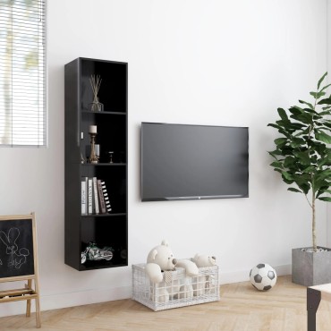vidaXL Βιβλιοθήκη/Έπιπλο Τηλεόρασης Μαύρο 143x30x36cm 1 τεμ.