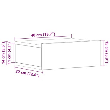 vidaXL Κομοδίνο Κρεμαστό Λευκό 40x30x15cm από Επεξεργασμένο Ξύλο 1 τεμ.