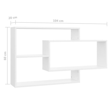 vidaXL Ραφιέρα Τοίχου Λευκή 104x20x58,5cm από Επεξεργασμένο Ξύλο 1 τεμ.