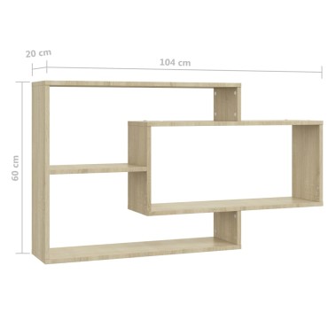 vidaXL Ραφιέρα Τοίχου Χρώμα Sonoma Δρυς 104x20x58,5cm Μοριοσανίδα 1 τεμ.