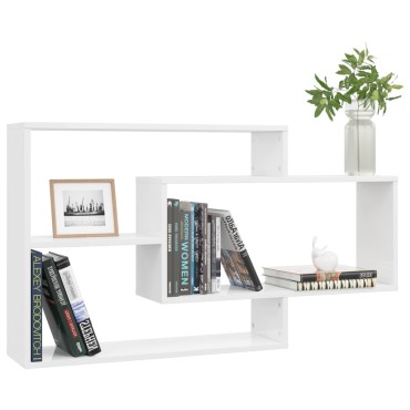 vidaXL Ραφιέρα Τοίχου Γυαλιστερό Λευκό 104x20x58,5cm από Επεξ. Ξύλο 1 τεμ.