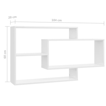 vidaXL Ραφιέρα Τοίχου Γυαλιστερό Λευκό 104x20x58,5cm από Επεξ. Ξύλο 1 τεμ.