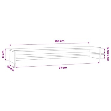 vidaXL Βάση Οθονών Λευκή 100 x 24 x 13 εκ. από Επεξ. Ξύλο
