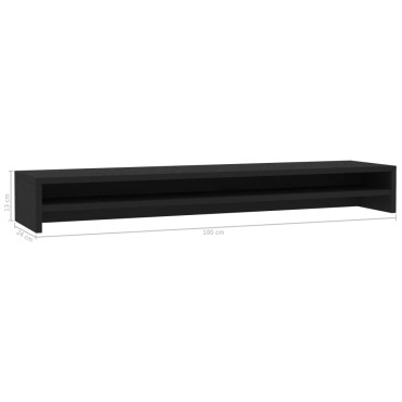vidaXL Βάση Οθονών Μαύρη 100 x 24 x 13 εκ. από Επεξ. Ξύλο